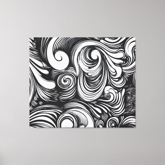 Zwart-wit wervelpatroon canvas afdruk (Voorkant)
