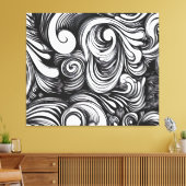 Zwart-wit wervelpatroon canvas afdruk (Insitu (Woonkamer))