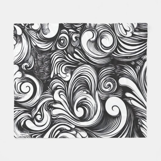 Zwart-wit wervelpatroon fleece deken (Voorkant (Horizontaal))