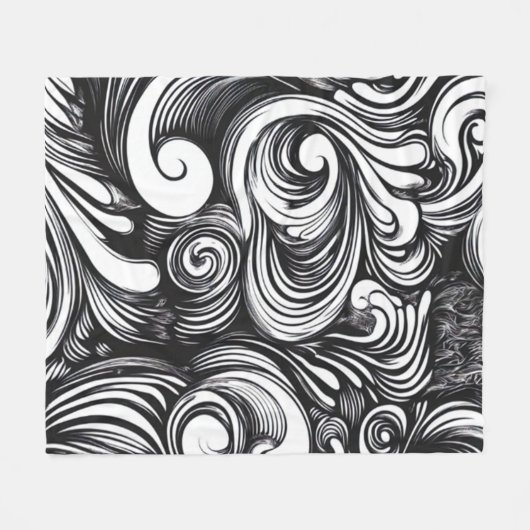 Zwart-wit wervelpatroon fleece deken (Voorkant (Horizontaal))