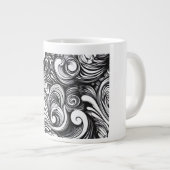 Zwart-wit wervelpatroon grote koffiekop (Voorkant rechts)