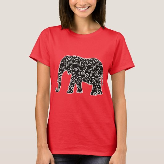 Zwart-wit wervelpatroon olifant shirt (Voorkant)