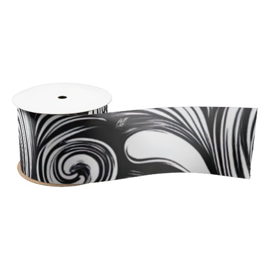 Zwart-wit wervelpatroon satijnen lint (Spoel)
