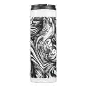 Zwart-wit wervelpatroon thermosbeker (Achterkant)