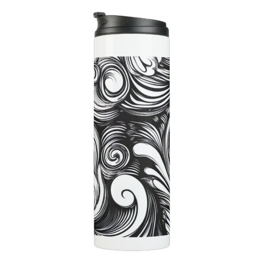 Zwart-wit wervelpatroon thermosbeker (Geroteerd rechts)