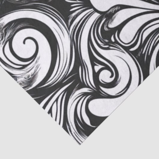 Zwart-wit wervelpatroon tissuepapier (Detail)