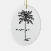 Zwart-wit West Palm Beach & Palm design Keramisch Ornament (Rechts)