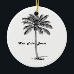 Zwart-wit West Palm Beach & Palm design Keramisch Ornament<br><div class="desc">Zwart-wit West Palm Beach ontwerp. Geïnspireerd door de eenvoud,  zwart en wit,  reizen en zomer. Bezoek onze winkel om meer Palm & City-design te vinden!</div>