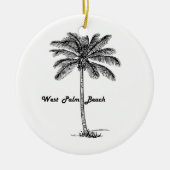 Zwart-wit West Palm Beach & Palm design Keramisch Ornament (Voorkant)