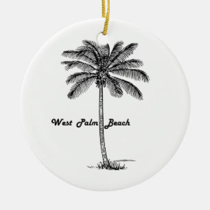 Zwart-wit West Palm Beach & Palm design Keramisch Ornament