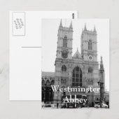  zwart-wit Westminster Abbey briefkaart (Voorkant / Achterkant)