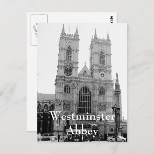 zwart-wit Westminster Abbey briefkaart (Voorkant / Achterkant)
