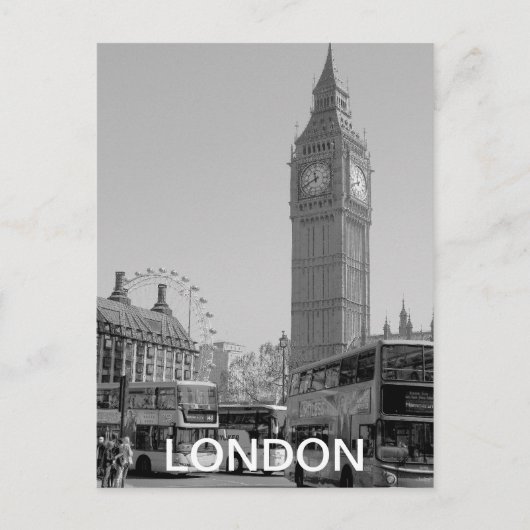 Zwart-wit Westminster London briefkaart (Voorkant)