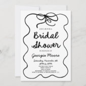 Zwart Wit Whimsical Hand Drawn Bow Vrijgezellenfee Kaart (Voorkant)