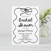 Zwart Wit Whimsical Hand Drawn Bow Vrijgezellenfee Kaart (Staand voorkant)