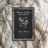 Zwart-wit Whimsical Wine Vrijgezellenfeest Kaart