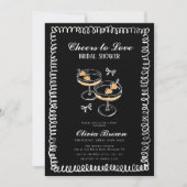 Zwart-wit Whimsical Wine Vrijgezellenfeest Kaart (Voorkant)