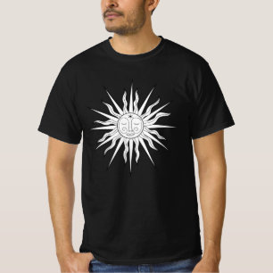 Zwart & Wit Whimsical Zon Maan & Sterren T-shirt