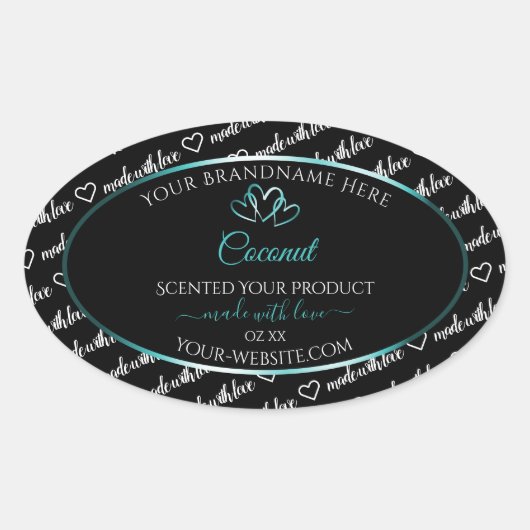 Zwart Wit Wide Cloud Product Labels Blauwgroen har (Voorkant)