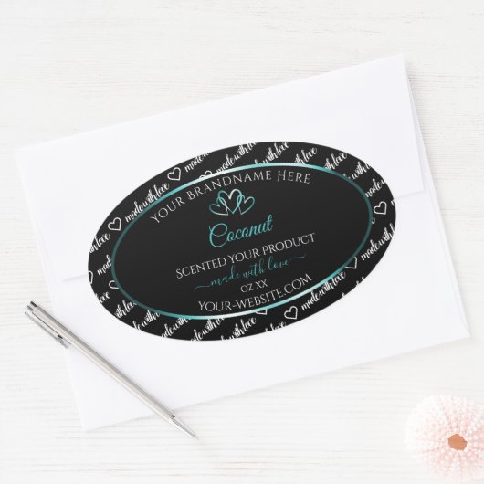 Zwart Wit Wide Cloud Product Labels Blauwgroen har (Envelop)