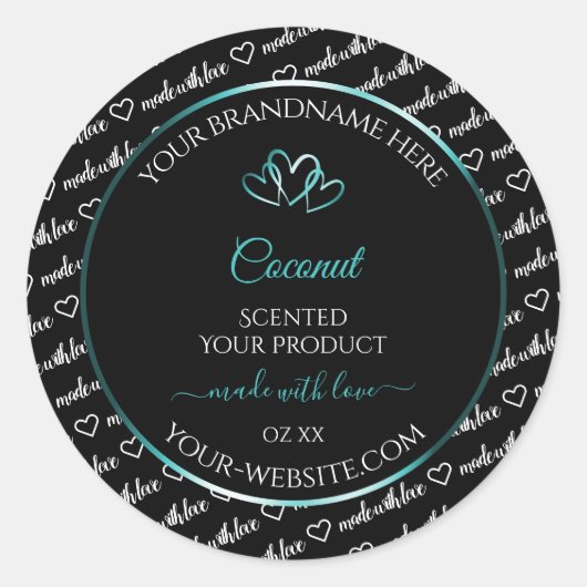 Zwart Wit Wide Cloud Product Labels Blauwgroen har (Voorkant)