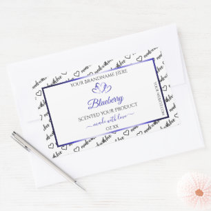 Zwart Wit Wide Koud Productlabels Blauwe Harten Rechthoekige Sticker