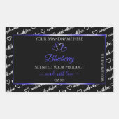 Zwart Wit Wide Koud Productlabels Blauwe Harten Rechthoekige Sticker (Voorkant)