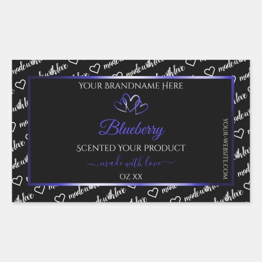 Zwart Wit Wide Koud Productlabels Blauwe Harten Rechthoekige Sticker (Voorkant)