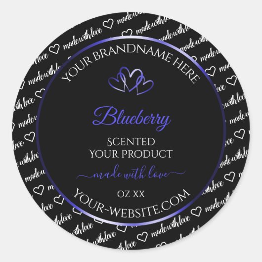 Zwart Wit Wide Koud Productlabels Blauwe Harten Ronde Sticker