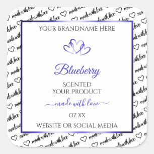 Zwart Wit Wide Koud Productlabels Blauwe Harten Vierkante Sticker