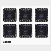 Zwart Wit Wide Koud Productlabels Blauwe Harten Vierkante Sticker (Vel)