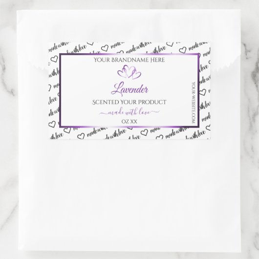 Zwart Wit Wide Wolk Etiket Paars Hart (Tas)