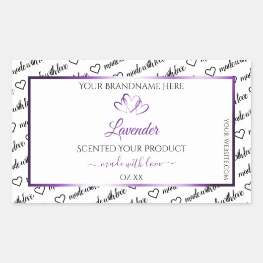 Zwart Wit Wide Wolk Etiket Paars Hart (Voorkant)