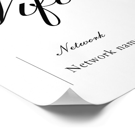 Zwart-wit WiFi-wachtwoord en netwerkteken Poster (Hoek)