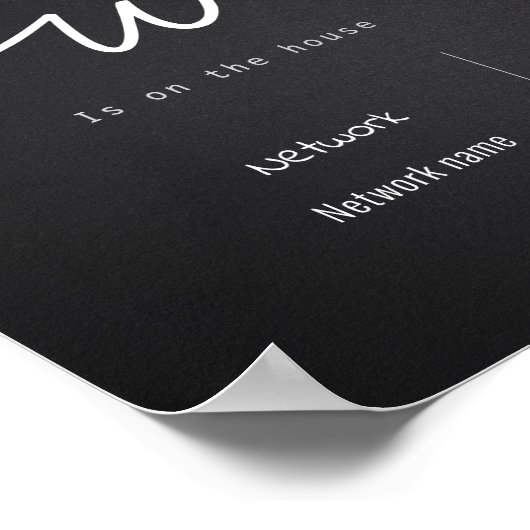 Zwart-wit WiFi-wachtwoord en netwerkteken Poster (Hoek)