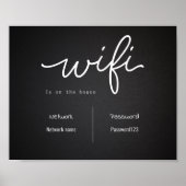 Zwart-wit WiFi-wachtwoord en netwerkteken Poster (Voorkant)