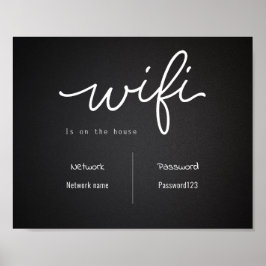 Zwart-wit WiFi-wachtwoord en netwerkteken Poster
