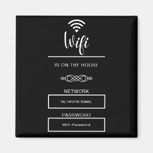 Zwart-wit wifi wachtwoord voor thuis magneet