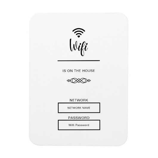Zwart-wit wifi wachtwoord voor thuis magneet (Verticaal)