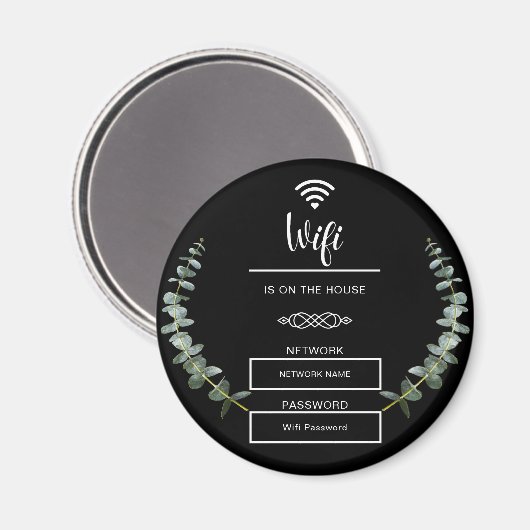 Zwart-wit wifi wachtwoord voor thuis magneet (Voorkant / Achterkant)