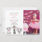 Zwart Wit Wild Een Meisje's Eerste Verjaardag Foto Kaart (Voorkant)