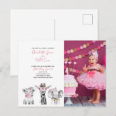 Zwart Wit Wild Een Meisje's Eerste Verjaardag Foto Uitnodiging Briefkaart (Voorkant / Achterkant)