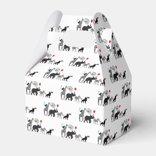 Zwart wit wild party dier verjaardag bedankdoosjes (Achterkant)