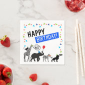 Zwart wit wild party dier verjaardag servet (Insitu)