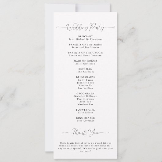 Zwart Wit Wild Poppies Elegant huwelijksprogramma (Achterkant)