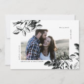 Zwart-wit Wild Roos Modern Elegance Save The Date (Voorkant)
