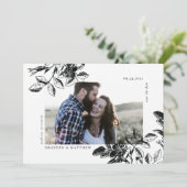 Zwart-wit Wild Roos Modern Elegance Save The Date (Staand voorkant)