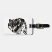 Zwart & Wit Wild Wolf Reistas Bagagelabel (Voorkant horizontaal)