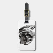 Zwart & Wit Wild Wolf Reistas Bagagelabel (Voorkant verticaal)