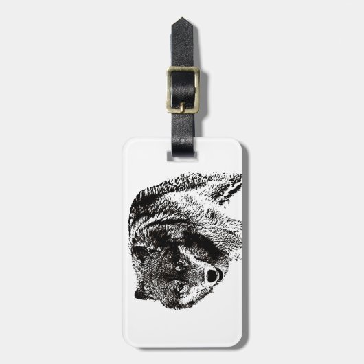 Zwart & Wit Wild Wolf Reistas Bagagelabel (Voorkant verticaal)